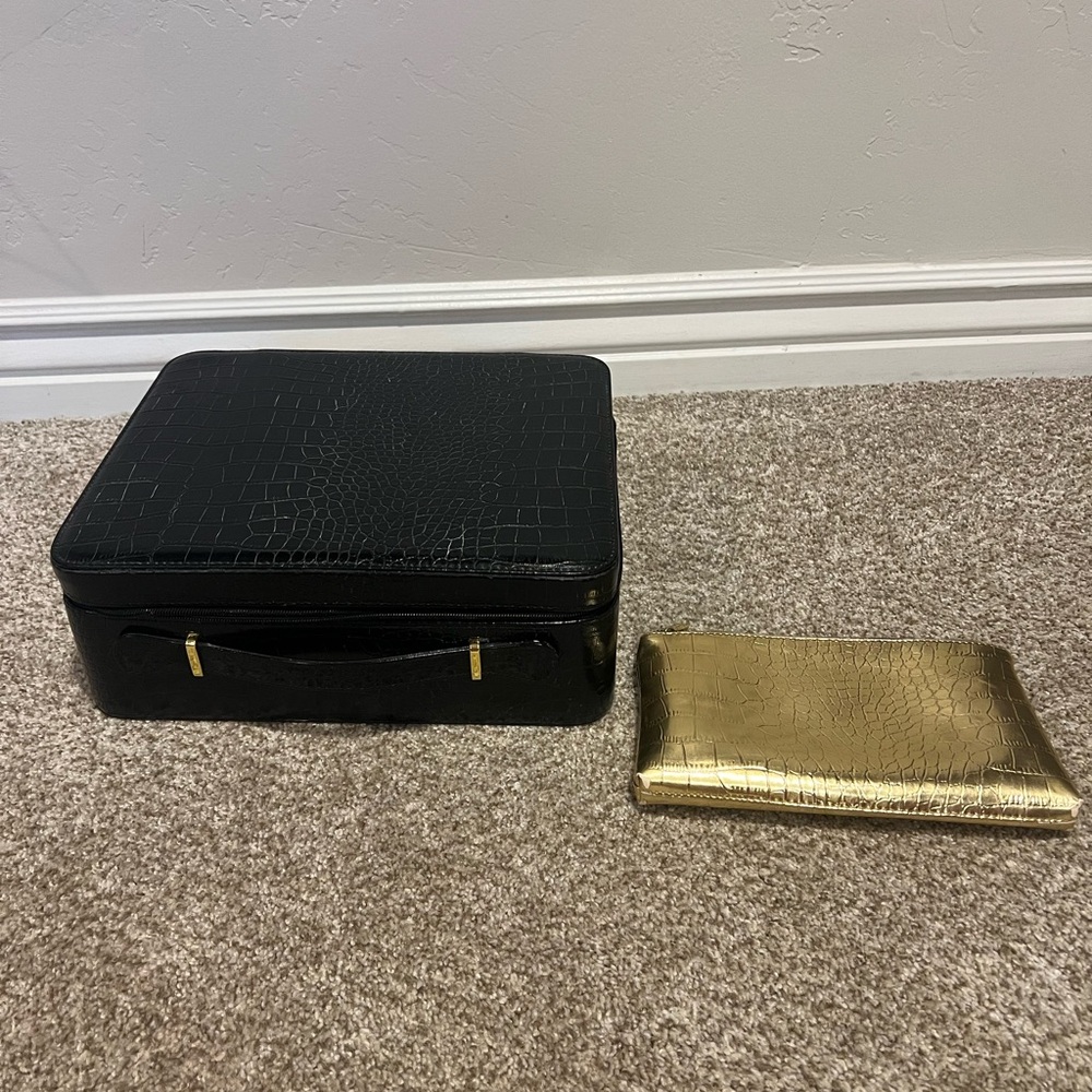 Estee Lauder Gold Crocodile Pattern Bag